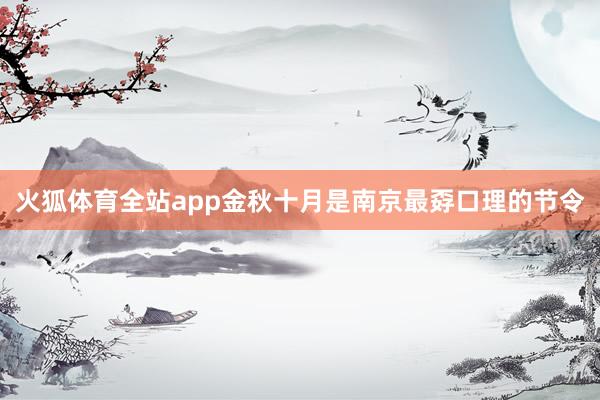 火狐体育全站app金秋十月是南京最孬口理的节令